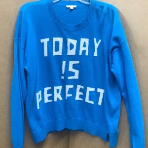 Turquoise sweater “TODAY !S PERFECT” cotton blend